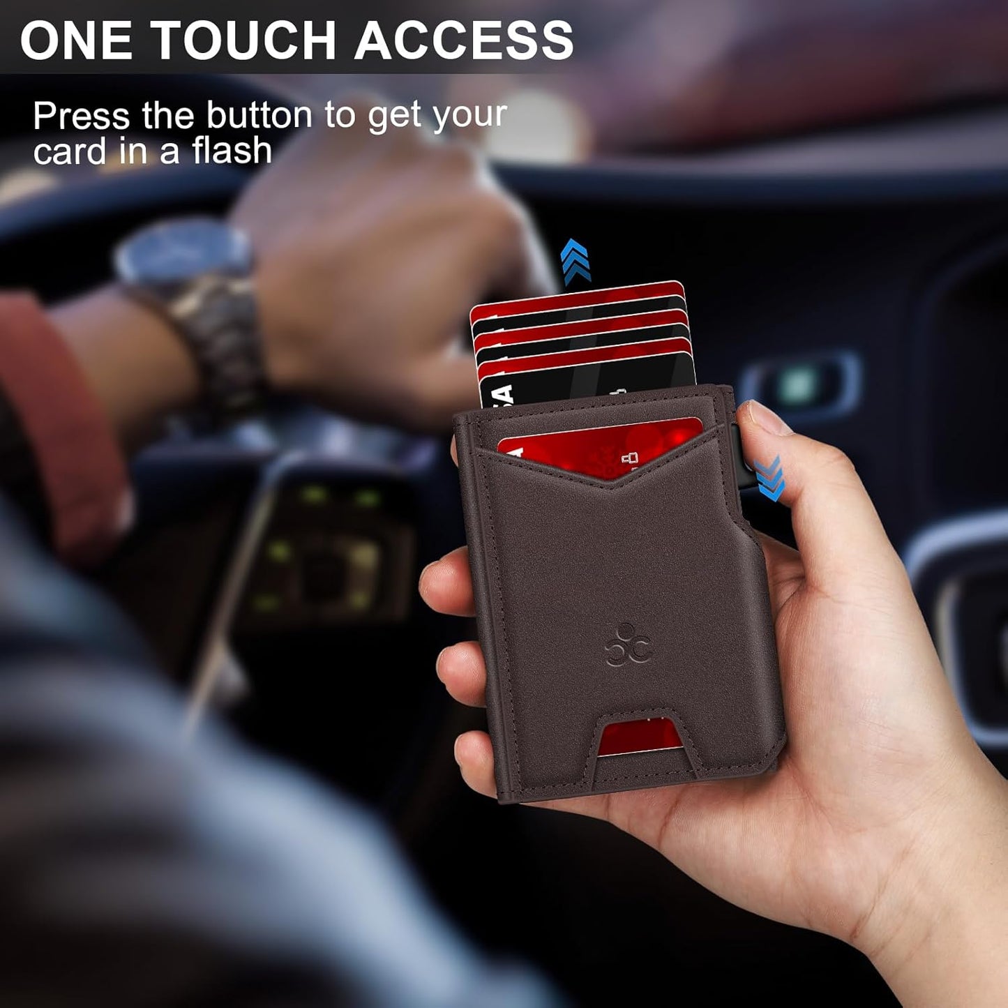 Wallet for Men Wallet with Slim Pop Up Card Holder 9-13 Cards, Bifold Minimalist Smart Wallet RFID Blocking Credit Card Holder with ID Window & Stretchable Cash Slot