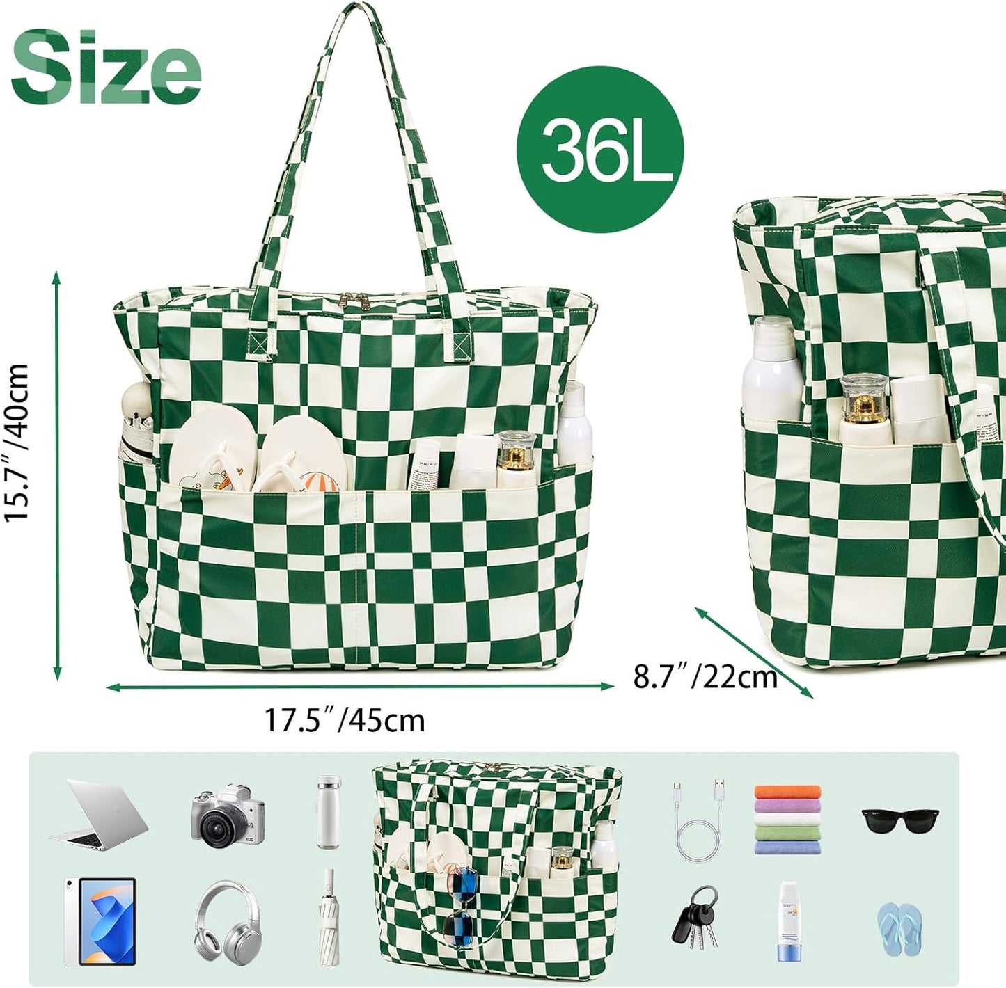 Waterproof Beach Tote Pool Bags for Women Ladies Extra Large Gym Tote Carry On Bag With Wet Compartment for Weekender Travel