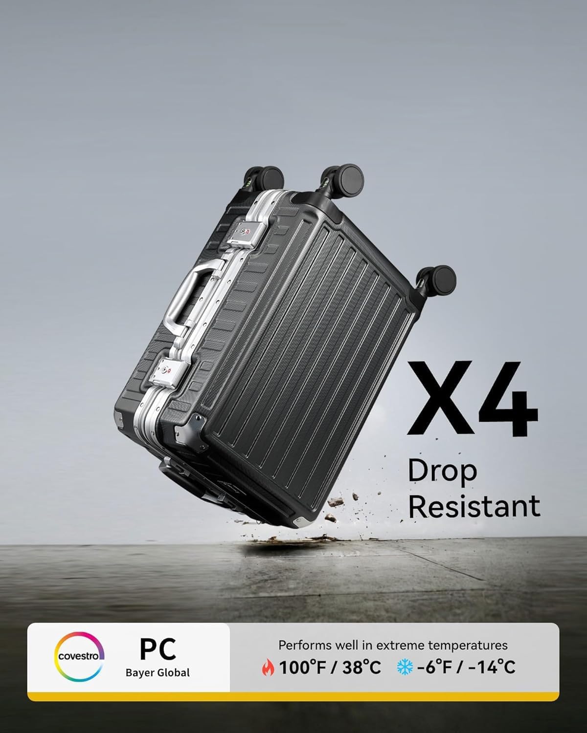 LUGGEX Checked Luggage with Spinner Wheels, 24 Inch Aluminum Frame Zipperless Polycarbonate Hard Shell Suitcase, Blue