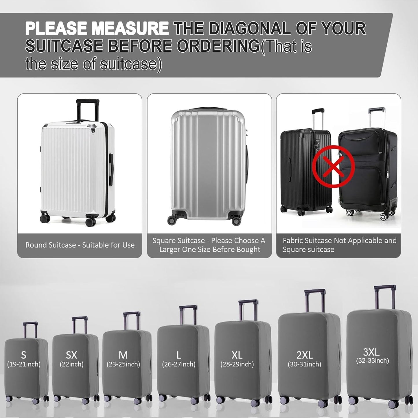 Travel Luggage Cover Suitcase Protector Scratch-Resistant Fit 19-31 Inch Suitcase, Not Included Suitcase (Slate Gray, XL(28-29 inch))
