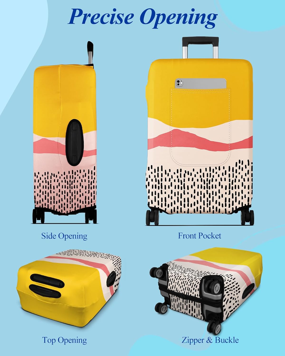 Slohif Luggage Cover for Suitcase Tsa Approved Protector - Luggage Sleeve Large Suit Case Cover Travel Stretch Baggage Case Protective Washable Fit 29-30 Inch Patchwork L