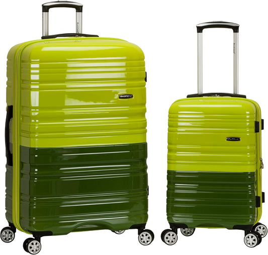 Rockland Melbourne Hardside Expandable Luggage with Spinner Wheels, 2TONEGREEN, 2 Piece (20/28)