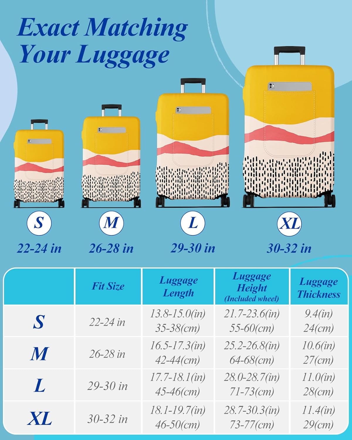 Slohif Luggage Cover for Suitcase Tsa Approved Protector - Luggage Sleeve Large Suit Case Cover Travel Stretch Baggage Case Protective Washable Fit 26-28 Inch Patchwork M