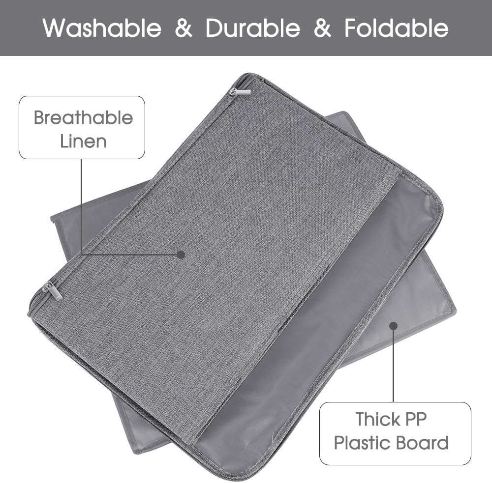 ANMINY Storage Bins with Zipper Lids 36 Qt Lidded Fabric Storage Boxes Baskets Cubes with Handles Collapsible Washable Cotton Linen Closet Shelf Clothes Organizer Containers - Gray, Large