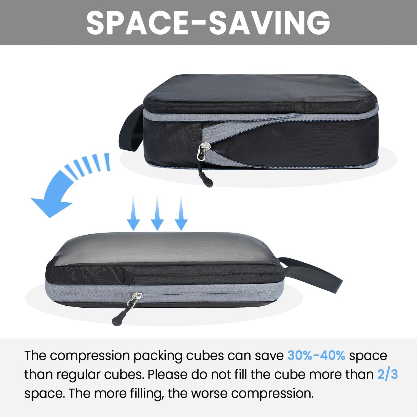 BAGAIL 6 Set Ultralight Compression Packing Cubes Packing Organizer for Travel Accessories Luggage Suitcase Backpack