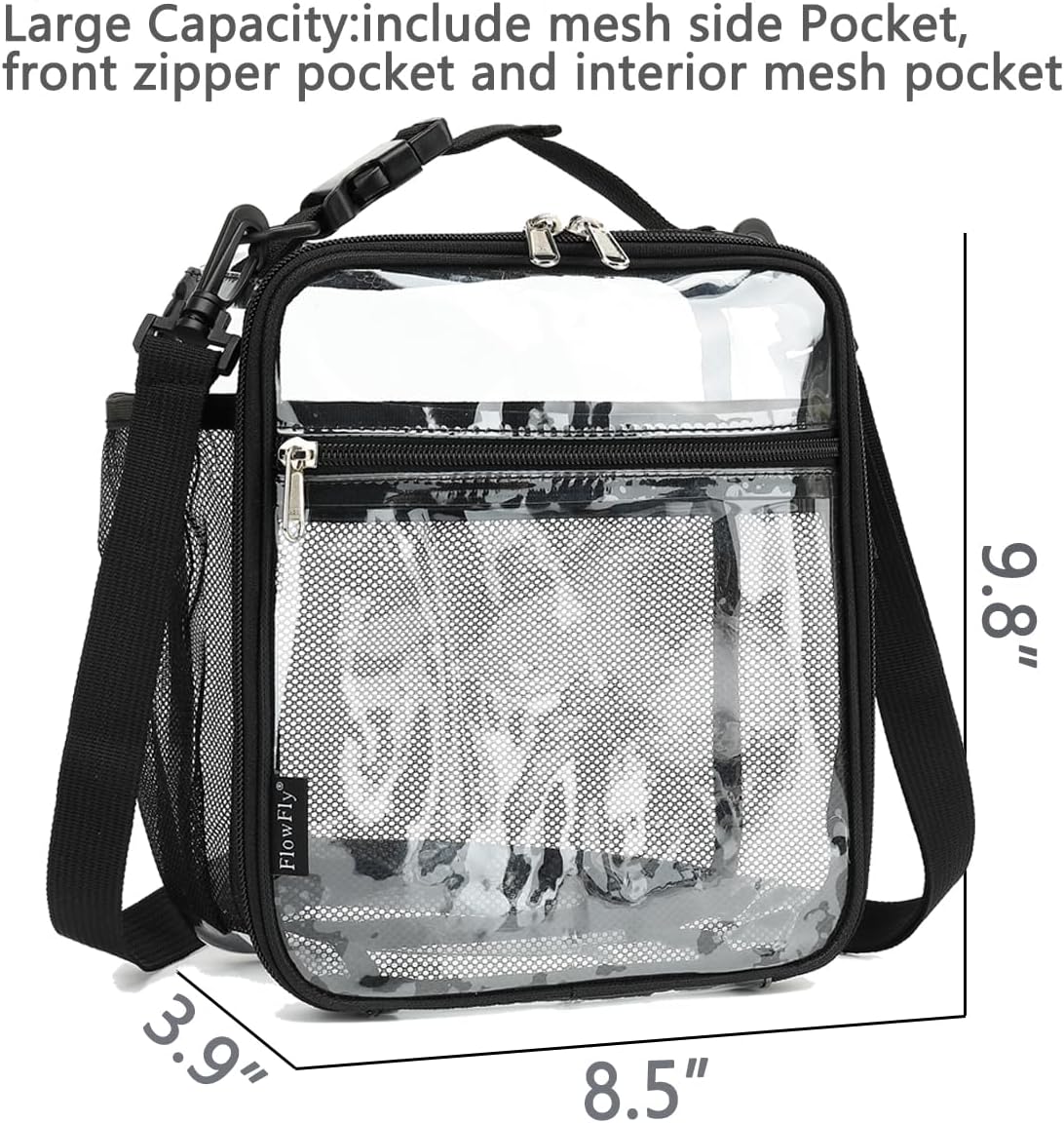 FlowFly Kids Lunch box Insulated Soft Bag Mini Cooler Back to School Thermal Meal Tote Kit for Girls, Boys, Clear