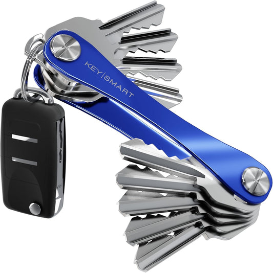 KEYSMART Key Holder for Keychain - Compact Key Organizer for Key Chain, Minimalist Clutter-Free EDC Keychains, Key Ring for Car Fobs Key Chains, Expandable (Up to 14 Keys, Blue)