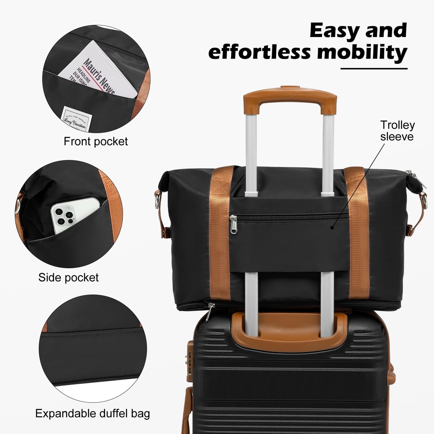 LONG VACATION 6 Piece ABS+PC Hardshell Luggage Set with Spinner Wheels, Lightweight suitcase set with TSA Lock & YKK Zipper