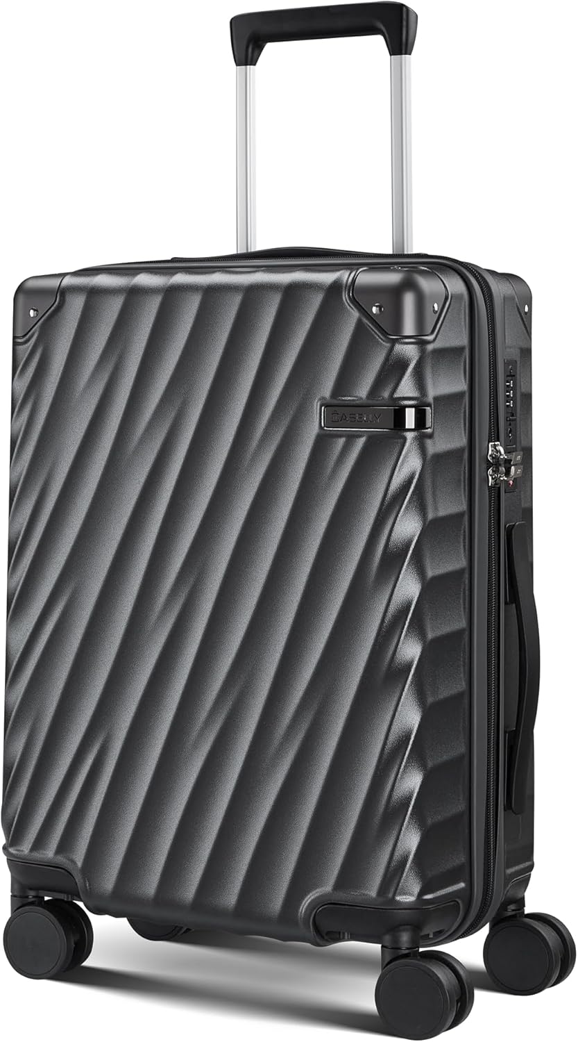 Luggage sets with Spinner Wheels, PC Hard Shell Travel Luggage, Carry On suitcase with TSA Lock,YKK Zippers,Charcoal Metallic (Gray, Carry-on 20-Inch)