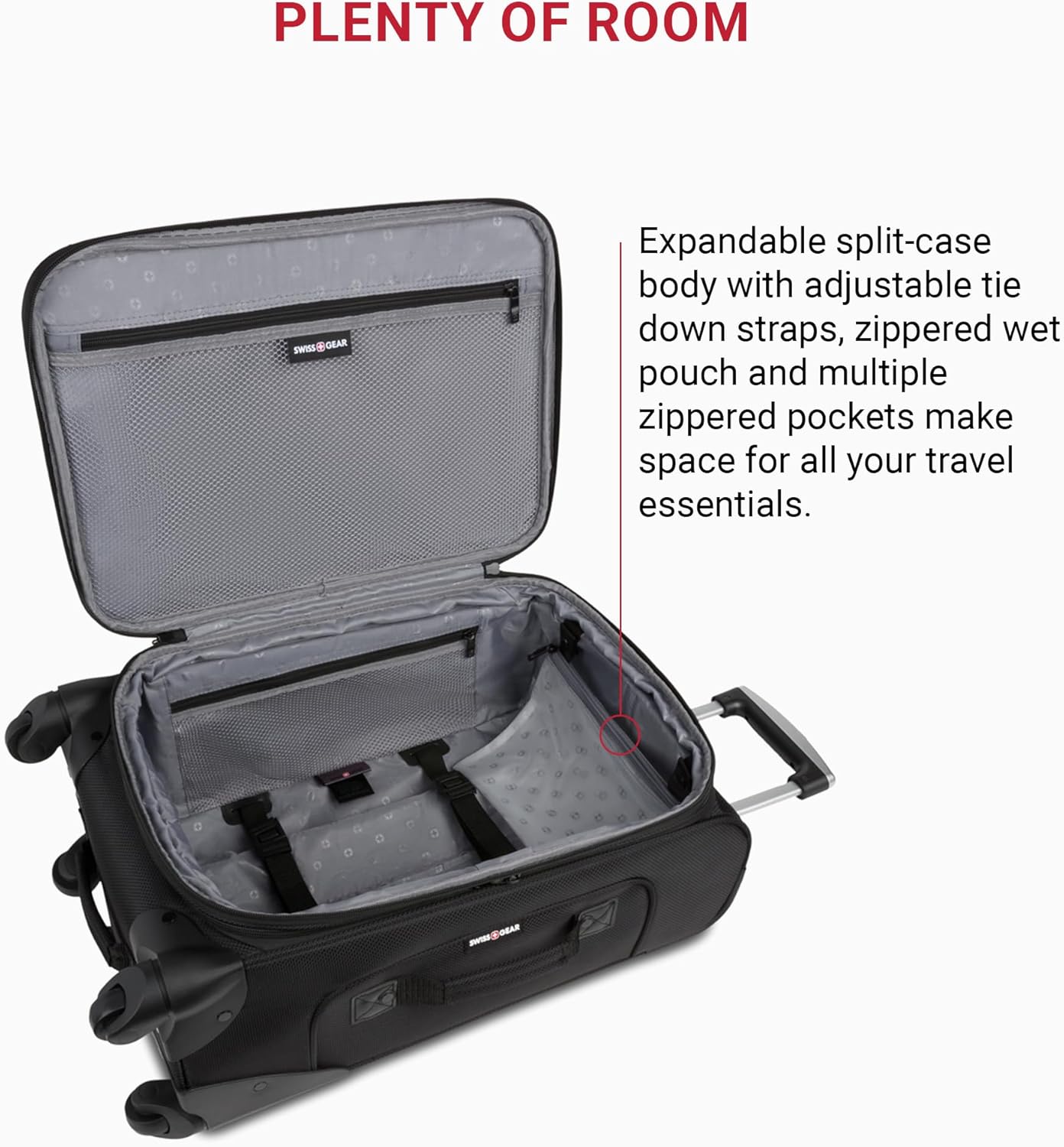 SwissGear Sion Softside Expandable Luggage, Black, Carry-On 21-Inch