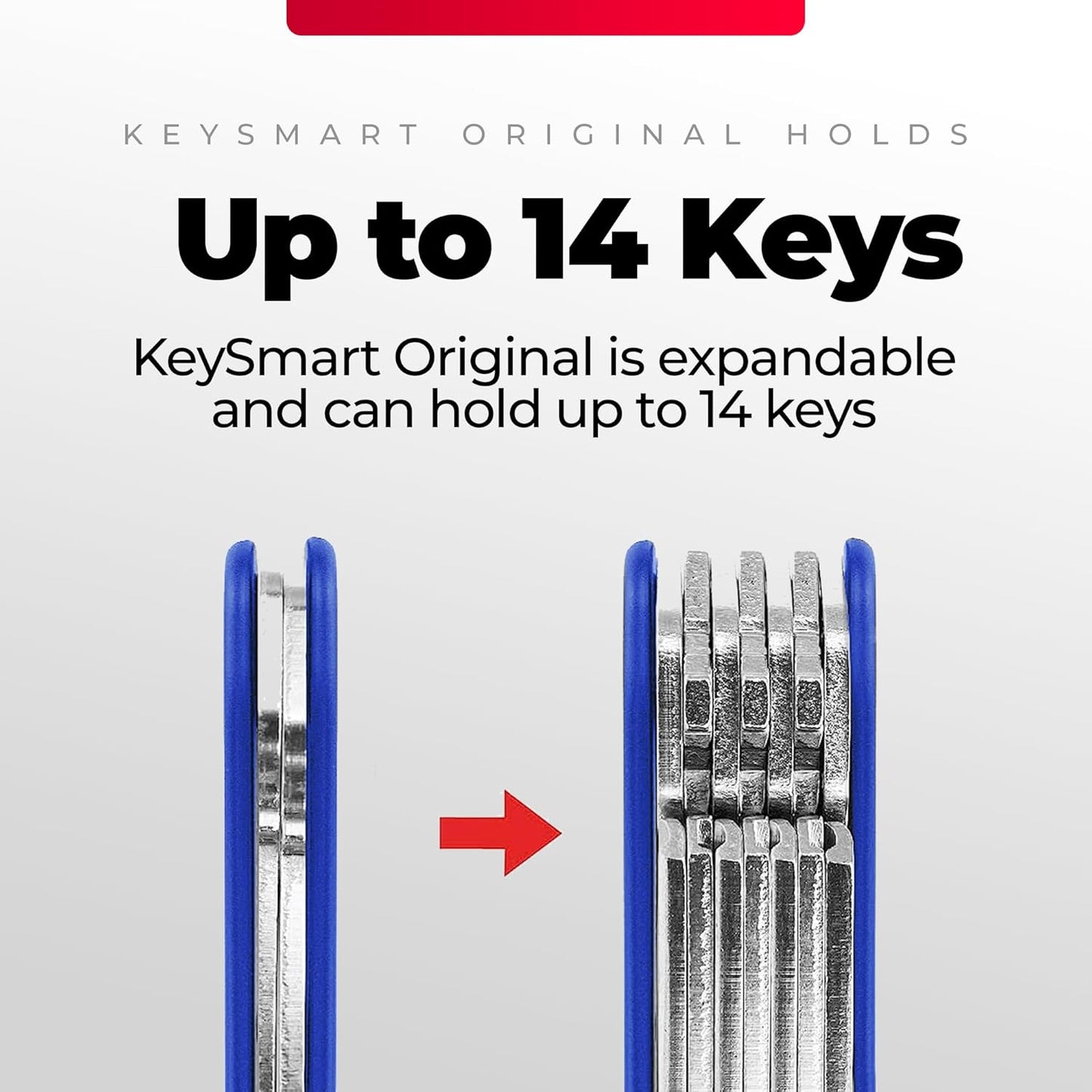 KEYSMART Key Holder for Keychain - Compact Key Organizer for Key Chain, Minimalist Clutter-Free EDC Keychains, Key Ring for Car Fobs Key Chains, Expandable (Up to 14 Keys, Blue)