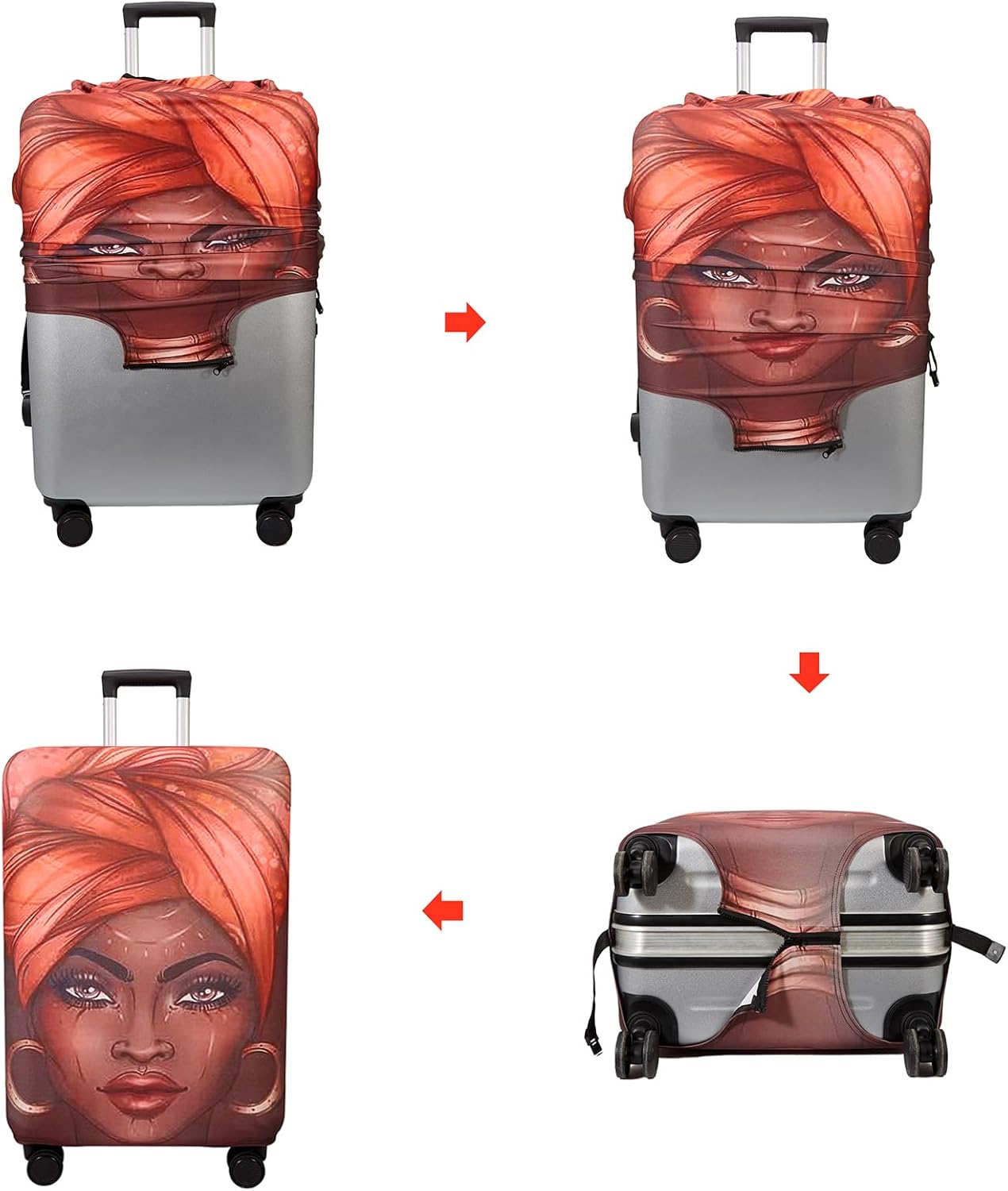 WUJIAONIAO Travel Luggage Cover Spandex Suitcase Protector Washable Baggage Covers (L (for 25-28 inch luggage), don't touch)