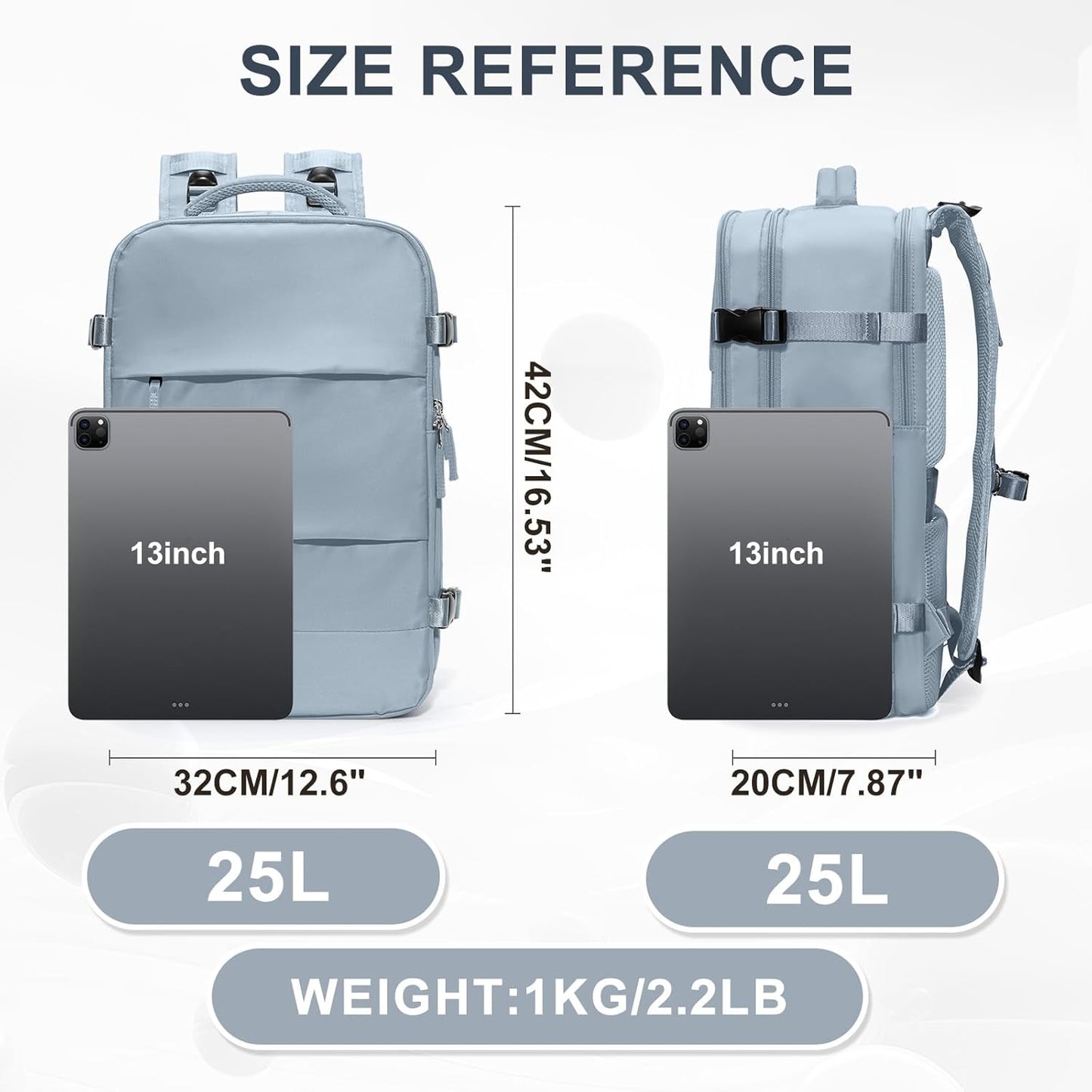 coowoz Travel Backpack For Women Men,Carry On Backpack,Hiking Backpack Waterproof Outdoor Sports Rucksack Casual Daypack travel essentials（Gray Blue）