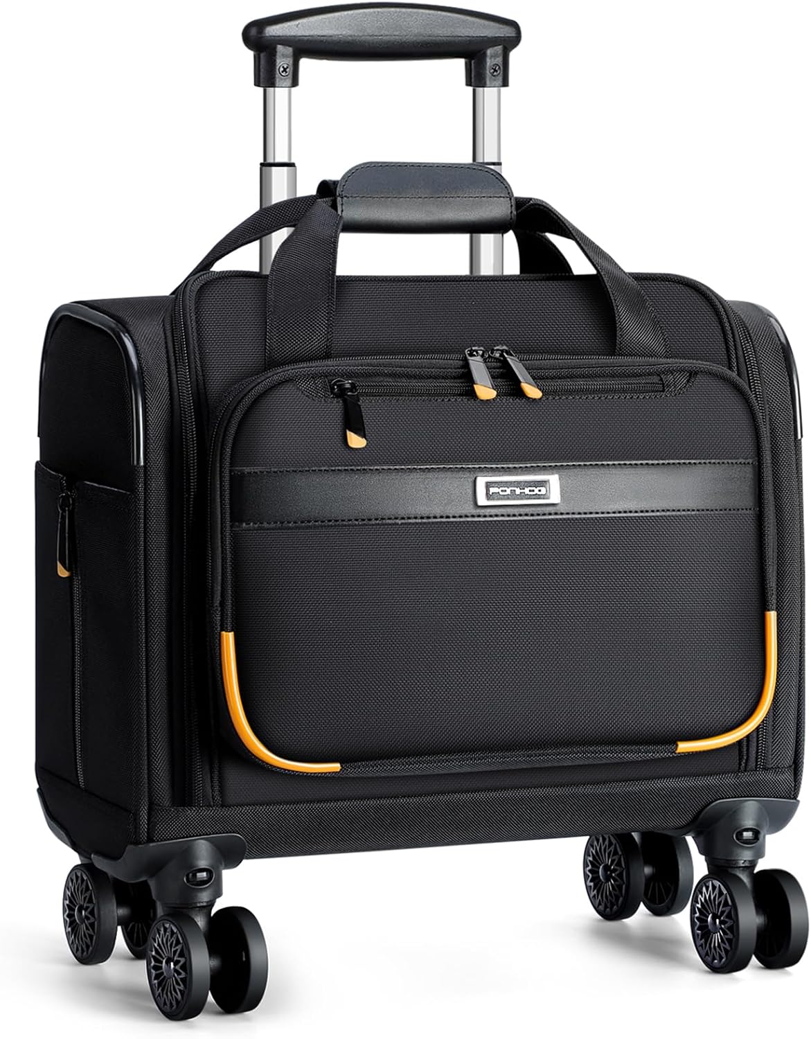 Rolling Laptop Bag - Rolling Briefcase with 4 Spinner Wheels, 17.3 Inch 1680D Nylon Water Resistant Computer Bag for Men and Women Work Travel, Black