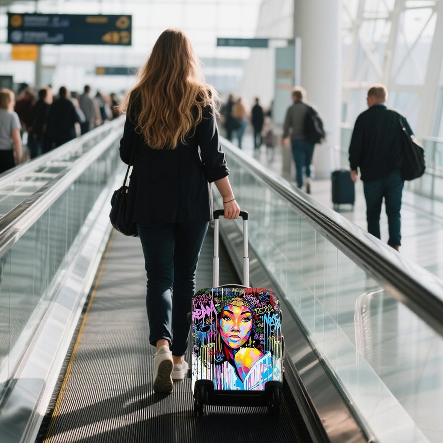 WUJIAONIAO Travel Luggage Cover Spandex Suitcase Protector Washable Baggage Covers (XL (for 29-32 inch luggage), hands off)