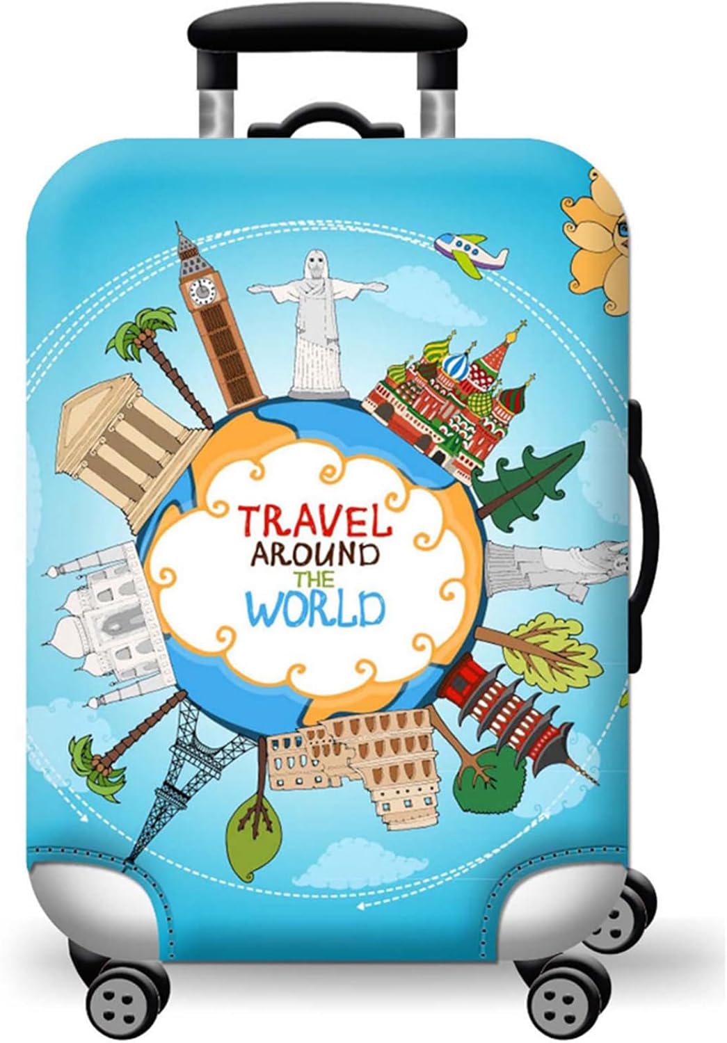 WUJIAONIAO Travel Luggage Cover Spandex Suitcase Protector Washable Baggage Covers (S (for 18-20 inch luggage), ocean)