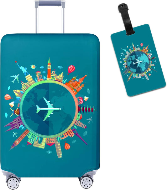 Travelkin Luggage Covers With Tag For Suitcases Tsa Approved,Suitcase Covers Protector Fit 18-32 Inch Luggage L(26-28inch suitcase)