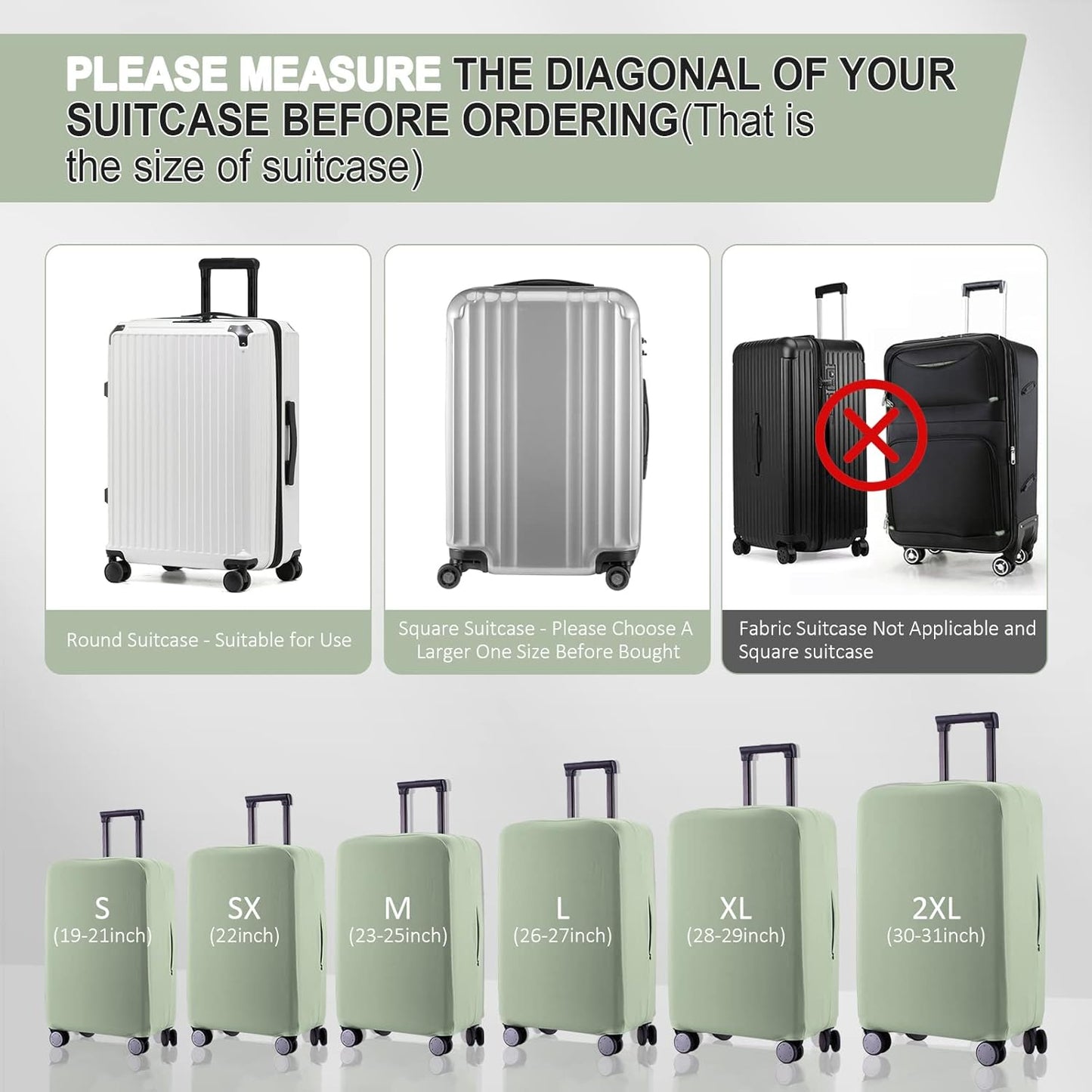 Travel Luggage Cover Suitcase Protector Scratch-Resistant Fit 19-31 Inch Suitcase, Not Included Suitcase (Cyan, S(19-21 inch))