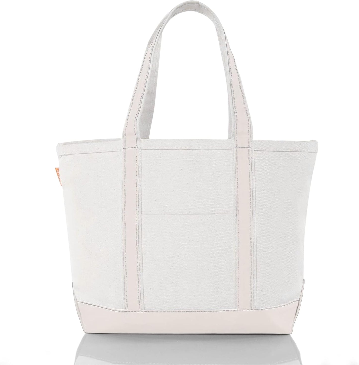 CB STATION Medium Classic Canvas Tote Bag for Women, Top Zipper Closure, Outer Pocket, Daily Essentials, Groceries, Traveling