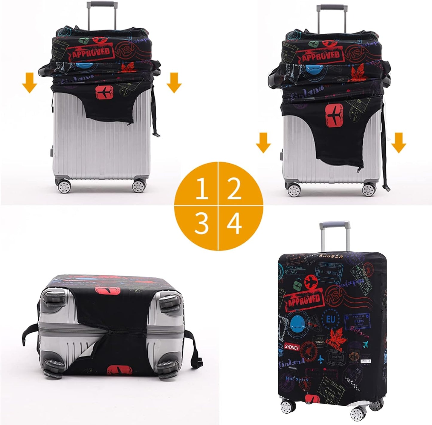 Travelkin Luggage Covers With Tag For Suitcases Tsa Approved,Suitcase Covers Protector Fit 18-32 Inch Luggage M(22-25inch suitcase)