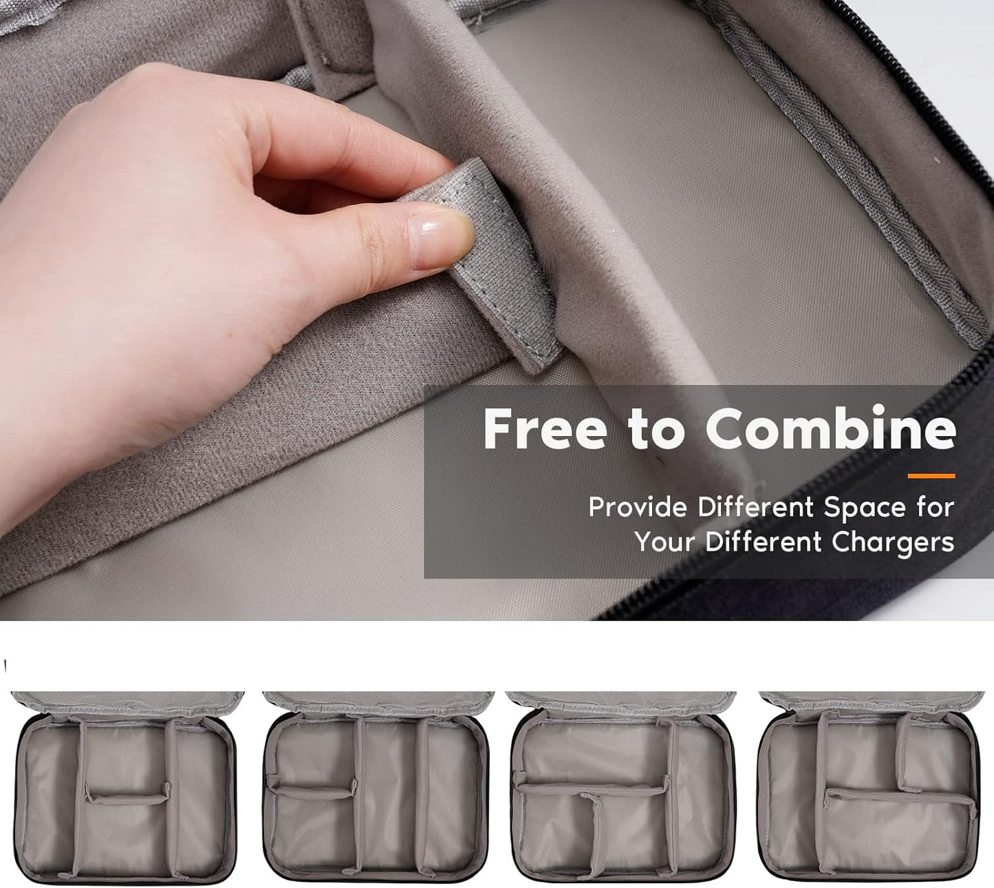 Electronics Organizer, OrgaWise Electronic Accessories Bag Travel Cable Organizer Three-Layer for iPad Mini, Kindle, Hard Drives, Cables, Chargers
