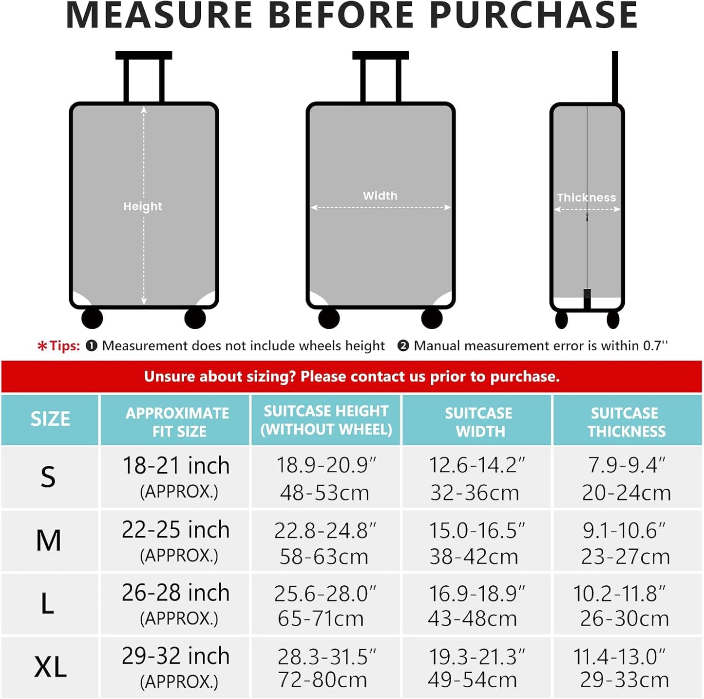 Travelkin Luggage Covers For Suitcase Tsa Approved,Suitcase Cover Protector Fit 18-32 Inch Luggage (Map, M)