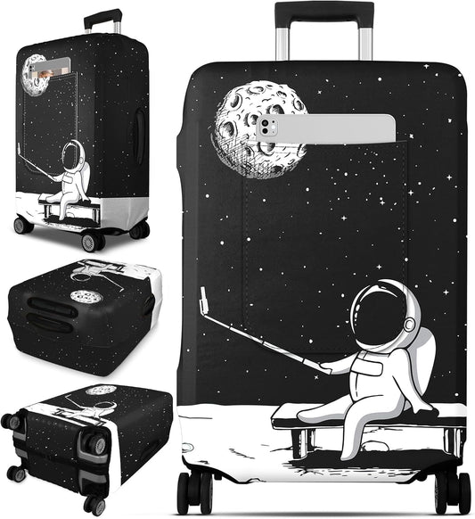 Slohif Luggage Cover for Suitcase Tsa Approved Protector - Luggage Sleeve Large Suit Case Cover Travel Stretch Baggage Case Protective Washable Fit 22-24 Inch Astronaut S