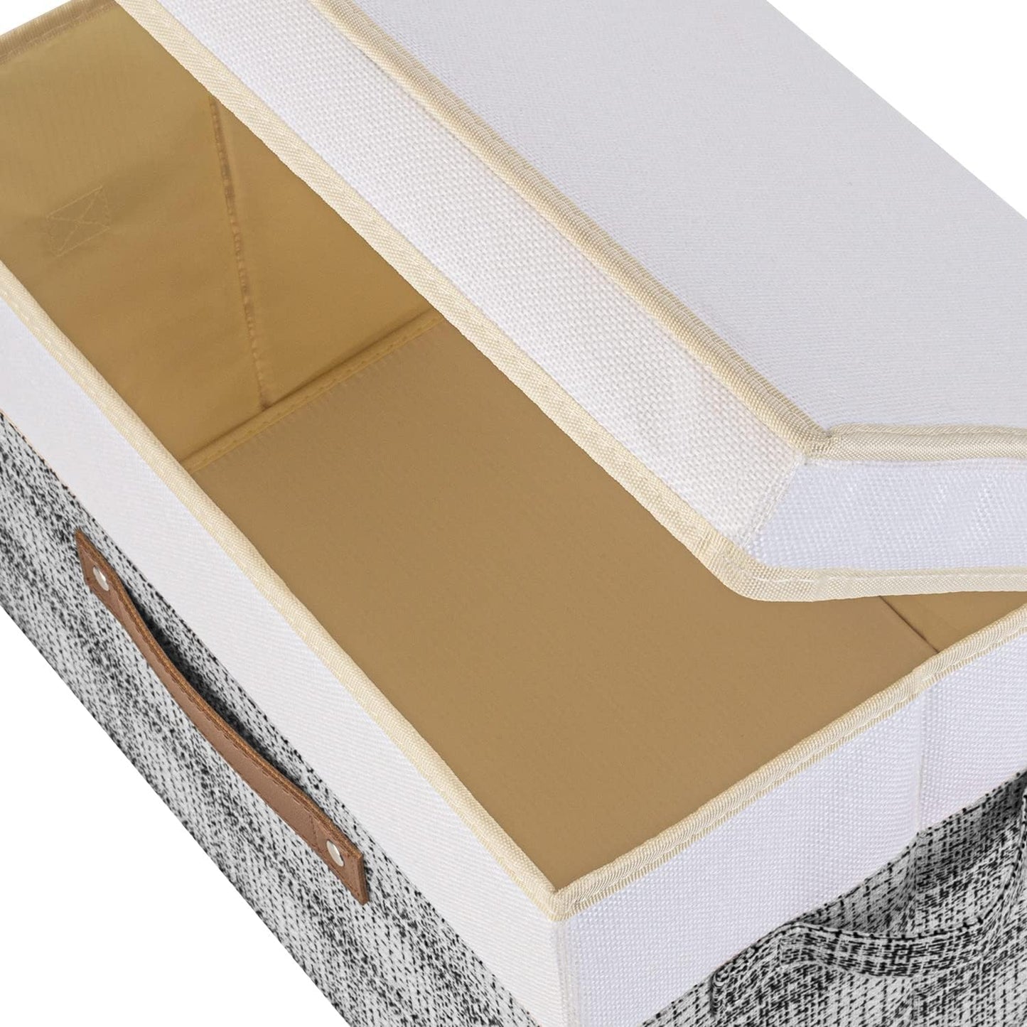 TYEERS Collapsible Storage Bins with Lids, Patchwork Design, Washable, Fabric Storage Boxes, 14.9x9.8x9.8 inches, 3 Pack, Gray