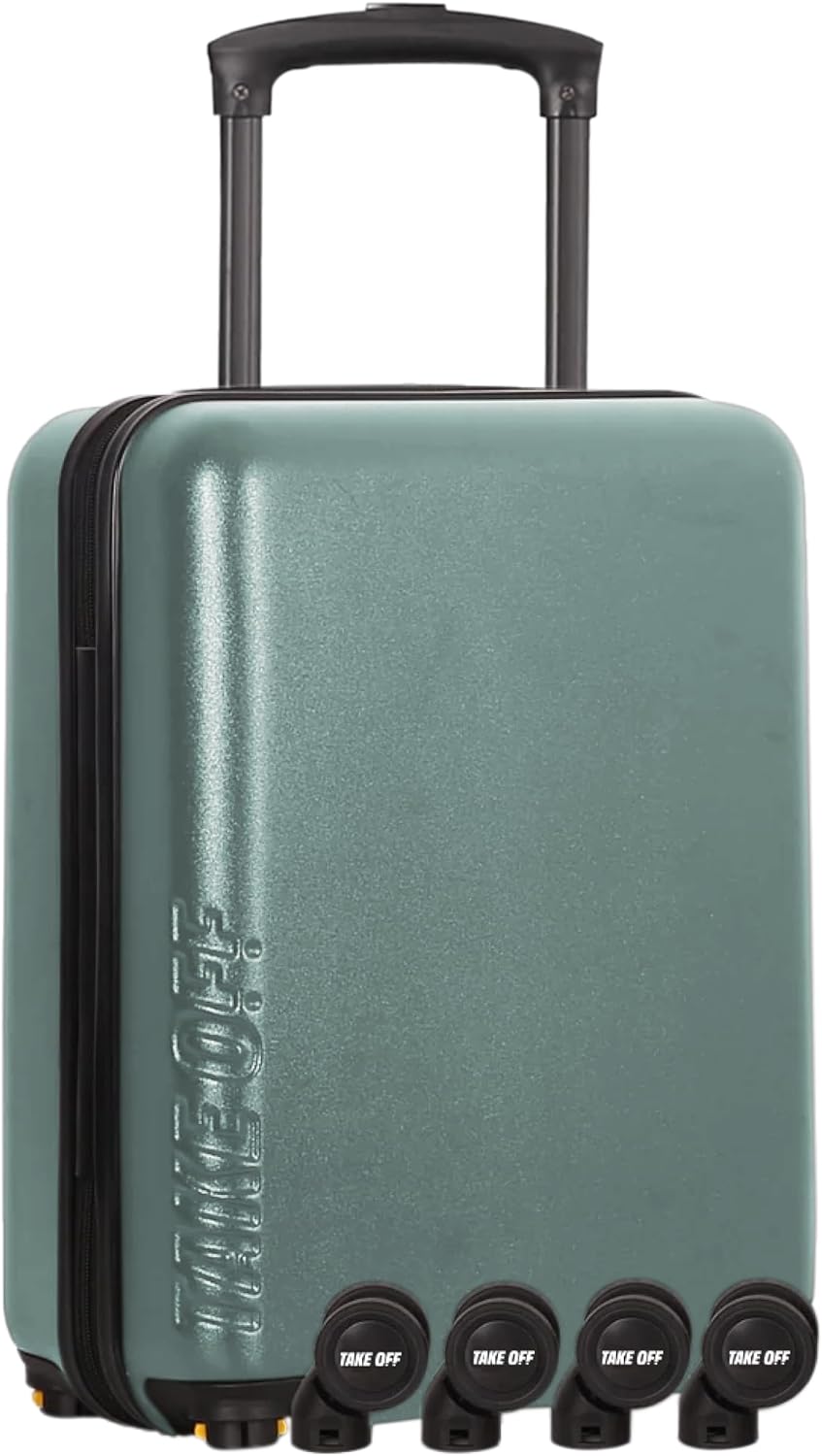 Take OFF Luggage Personal Item 3.0 – 18x14x8 Underseat Carry On with Removable Wheels – TSA Lock, Hardshell Suitcase – Fits Tight Airline Size Rules – No-Fee Lightweight Travel Bag