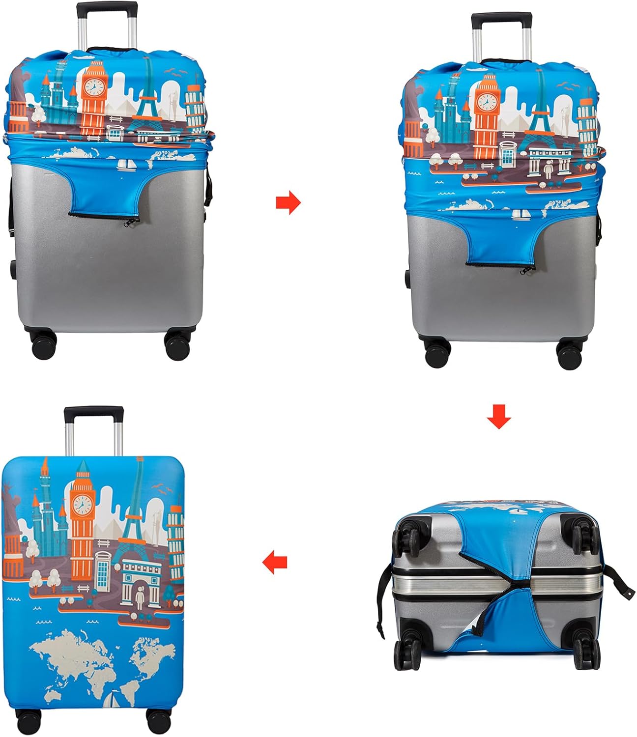 WUJIAONIAO Travel Luggage Cover Baggage Suitcase Protector Fit for 18-32 Inch Luggage (XL (for 29-32 inch luggage), Eiffel Tower)
