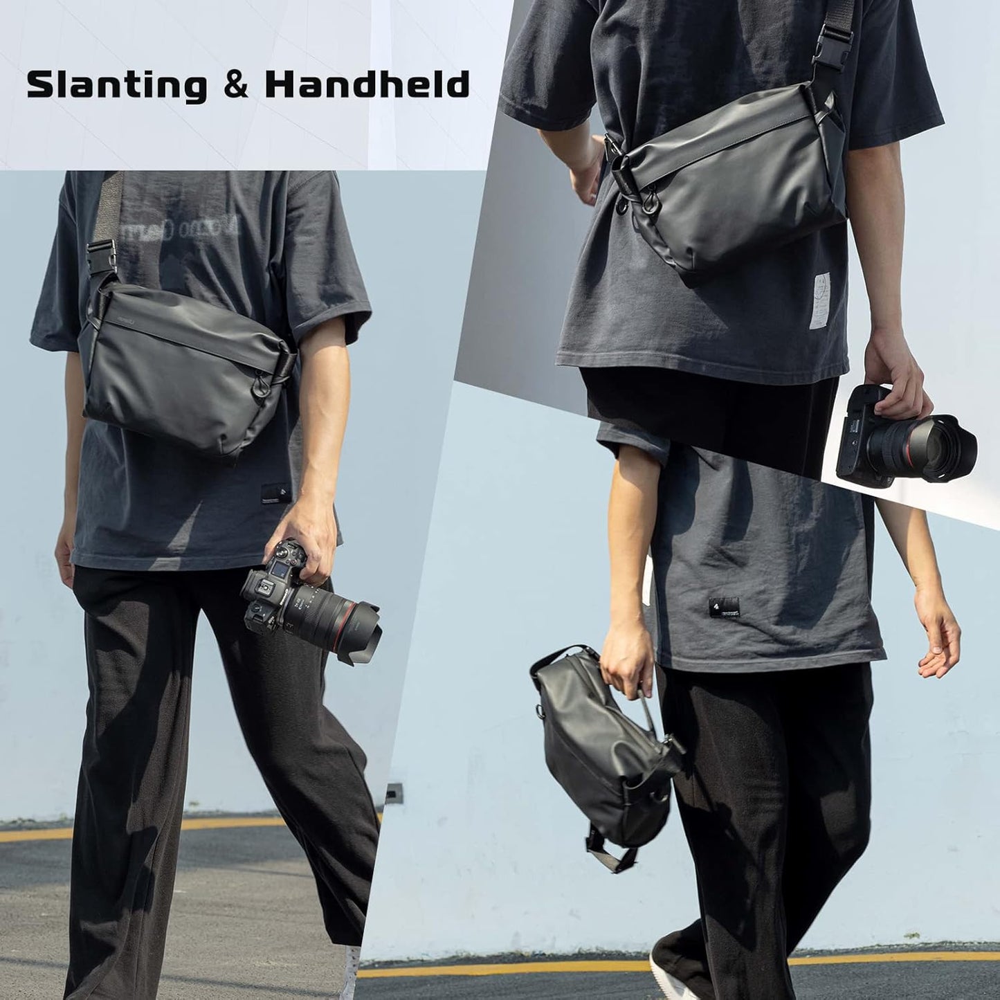ULANZI Versatile Camera Shoulder Bag Photography Travel Messenger Portable Travel Bag Accessories Stylish Crossbody DSLR Sling Bag Compatible with Sony Canon etc -BLACK