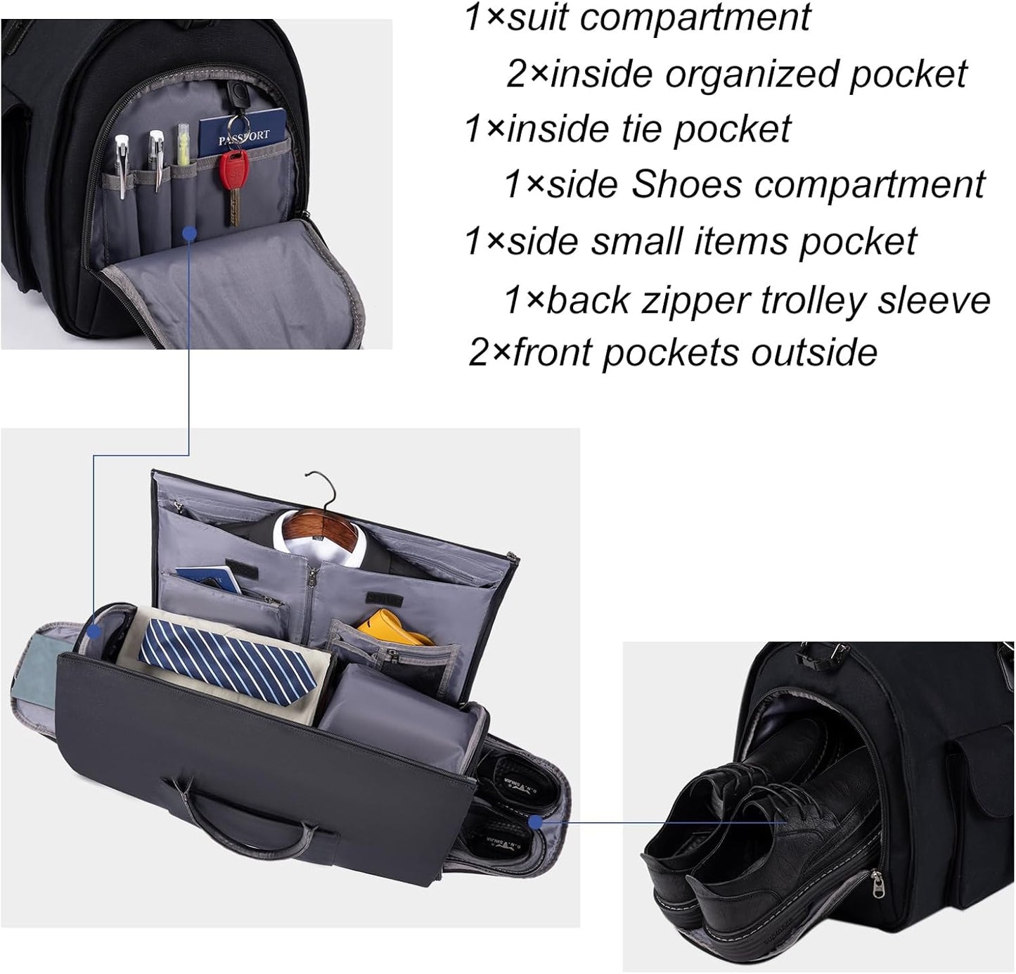 Modoker Garment Convertible Weekender Bag,Carry on Canvas Garment Duffle Bag Heavy Duty Overnight Bags for Men Women