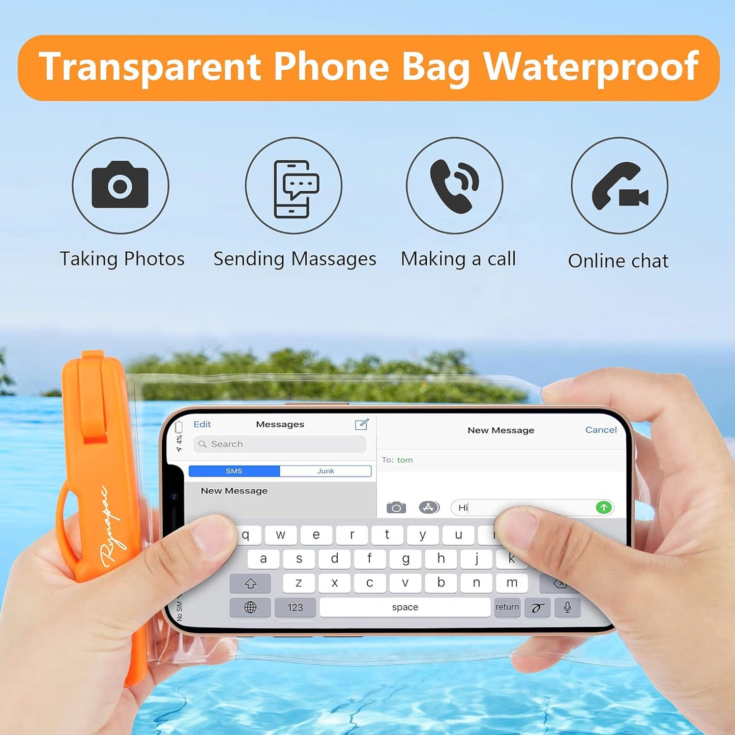 Waterproof Phone Pouch Bag - 7.5in Water Proof Cell Phone Case for Beach Travel Must Haves, IPX8 Dry Bag with Lanyard for iPhone 16 15 Pro Max Galaxy S25 S24 Ultra, Cruise Ship Essentials 2025