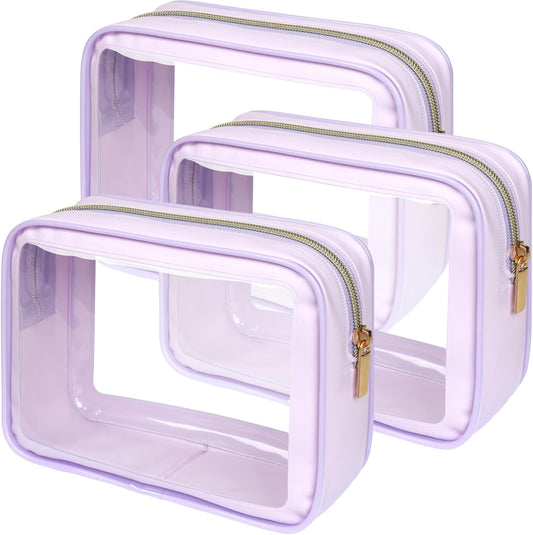 PACKISM TSA Approved Toiletry Bag - Upgrade Color-Edged Clear Makeup Bags, Clear Toiletry Bags For Traveling Fits Various Storage Needs