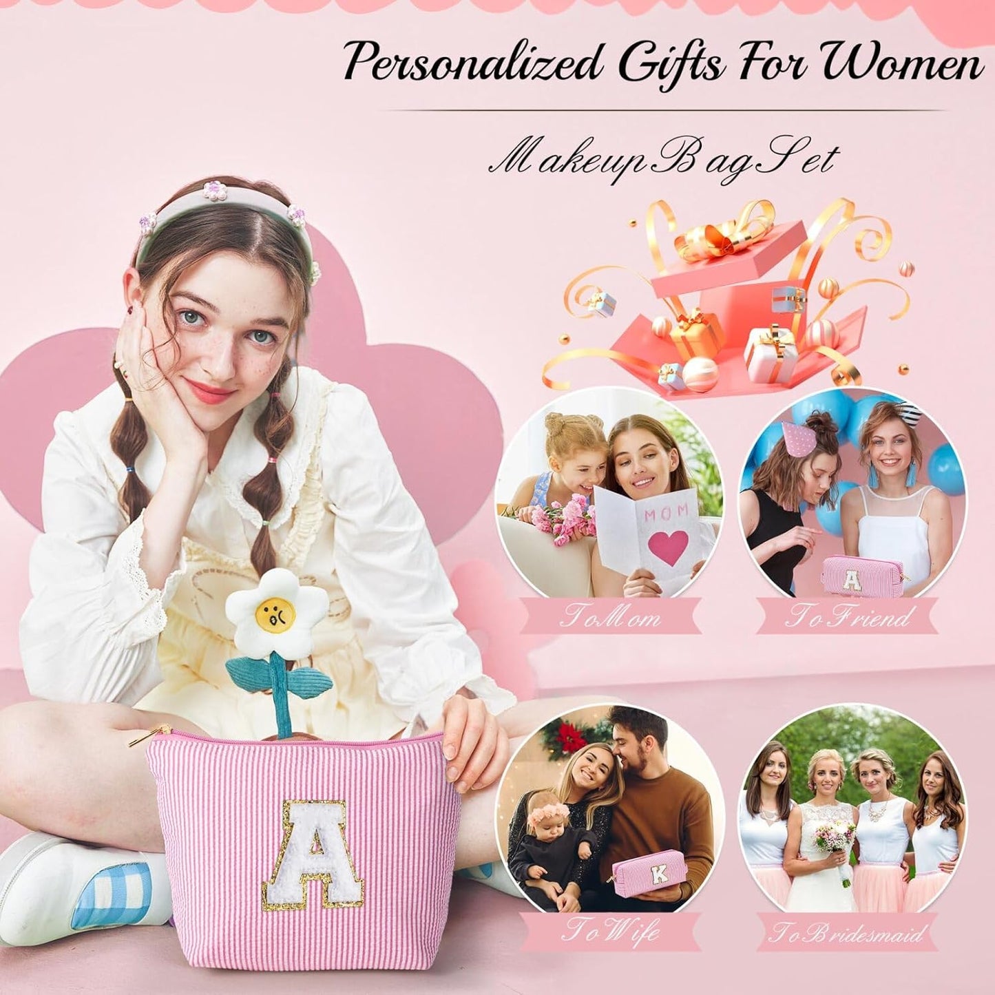YOOLIFE Mothers Day Gifts for Mom - Small Makeup Bag Pouch for Sister Friend Female Her Mom | Birthday Gifts for Women Ever Mom In Law | Makeup Storage Bag Makeup Bag Set Bridesmaid Cosmetic Bag O