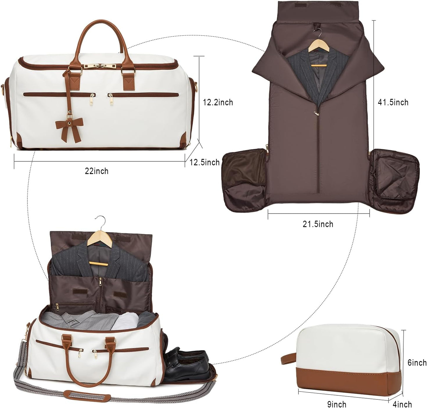 Carry On Garment Bag for Travel, Convertible Travel Garment Bag for Men Women, 2 in 1 Hanging Suitcase Suit Business Travel Bag