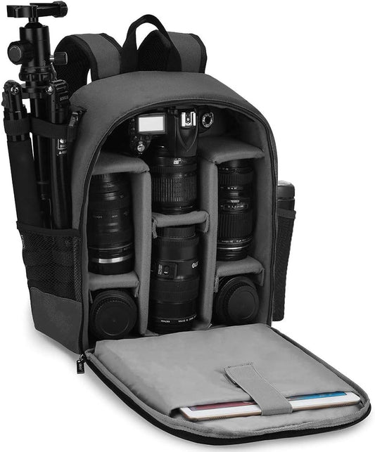 CADeN Camera Backpack Bag Professional for DSLR/SLR Mirrorless Camera Waterproof, Camera Case Compatible for Sony Canon Nikon Camera and Lens Tripod Accessories Gray