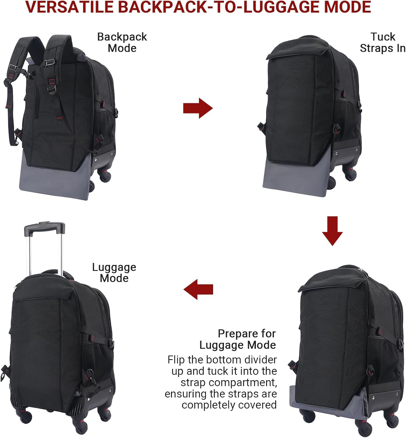 StarCloud 18-inch + 24-inch Checked Backpack Combo Set Large Rolling Backpack with 4 Wheels, Travel Commute Bag, Carry on Luggage Trolley Suitcase (4 Wheels Rolling Backpack)