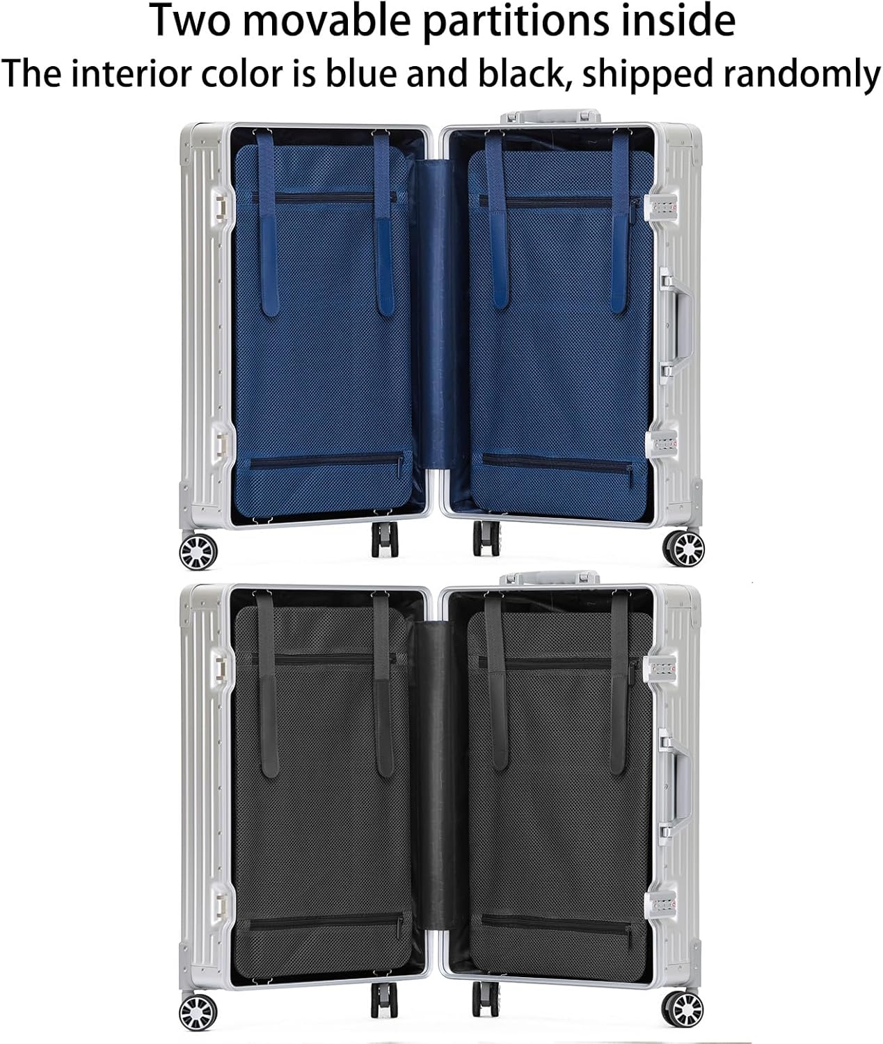Metal All Aluminum Carry-on Luggage TSA Customs Lock Zipperless Silent Rotary Wheel Business Suitcase Aluminum Frame Set (titanium gold, 26 '')