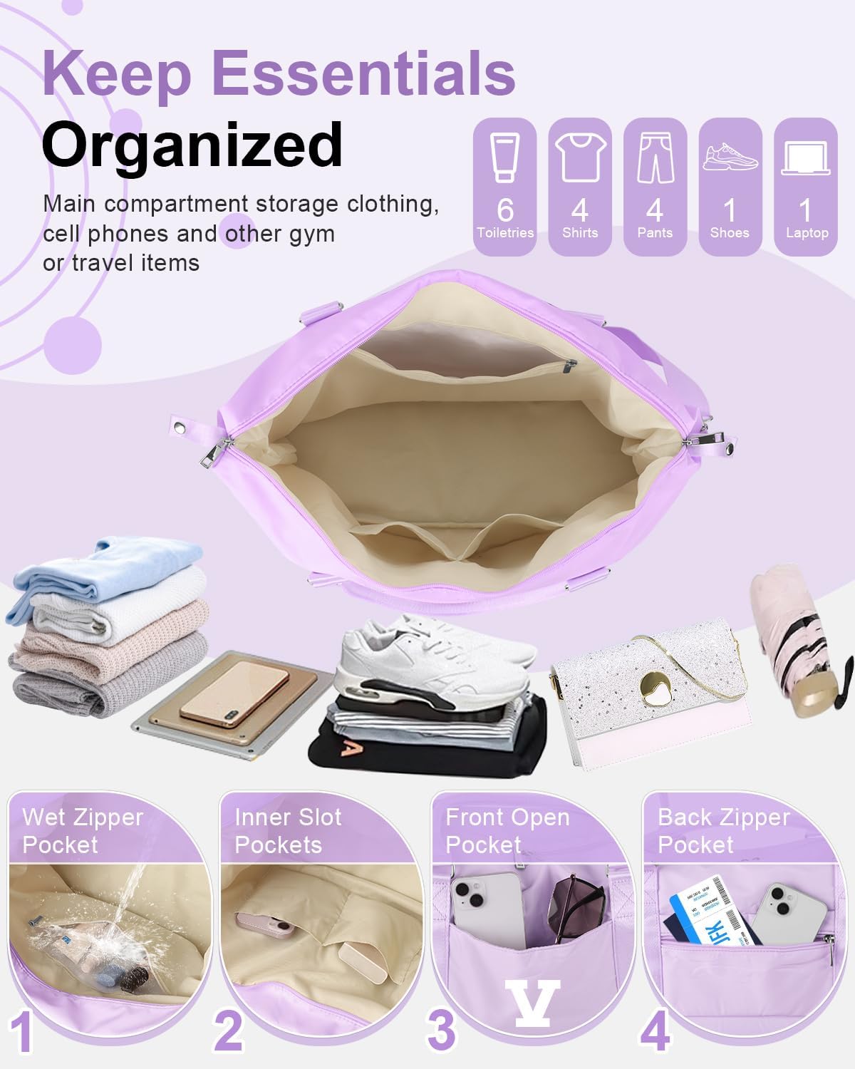 Daughter Niece Gifts for Teen Girl Kids, Initial Travel Duffel Bag Sports Gym Bag Personalized Gifts Weekender Bag，Monogram Overnight Bag Cute Dance Bag Birthday Bridesmaid Gifts for Women(Purple, V)