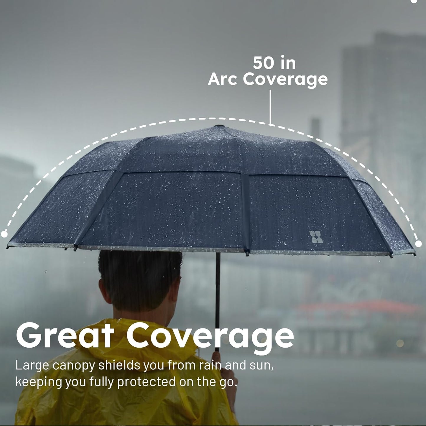 Weatherman Premium Collapsible Travel Umbrella - Windproof, Compact, Easy Auto Open - Resists Up to 55 MPH Winds - Perfect for Rain, Wind, Backpack, Car - Folding Umbrella (Navy Blue)