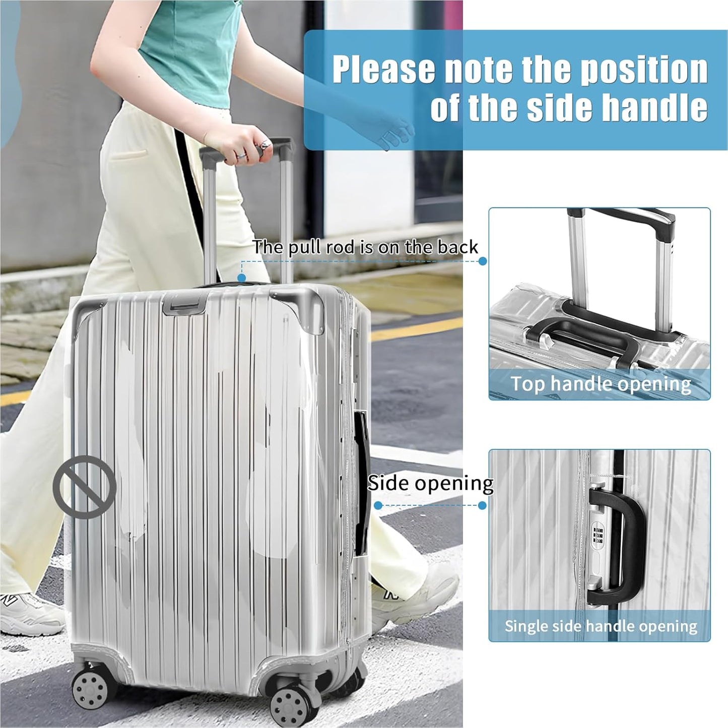 Yotako Upgraded Zippered Clear PVC Suitcase Cover, 28 Inch Luggage Covers for Suitcase Luggage Protector Cover 28''