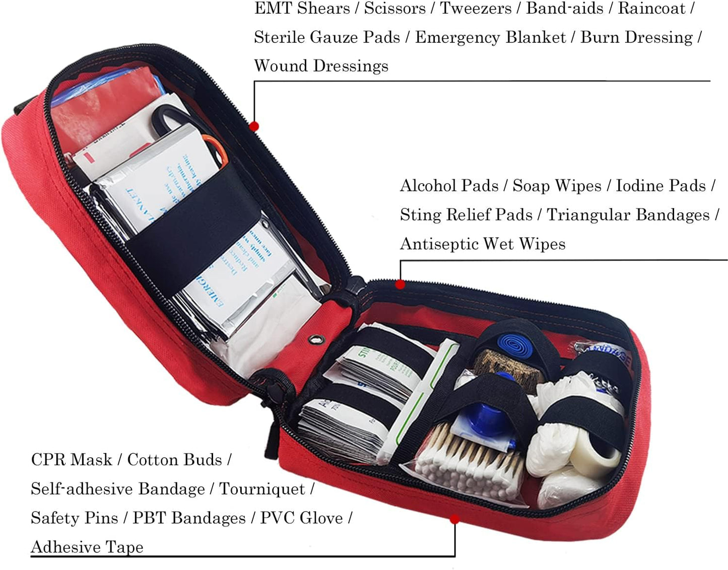 EMT Pouch MOLLE Ifak Pouch Tactical MOLLE Medical First Aid Kit Utility Pouch Carlebben (with Medical Supplies Red)