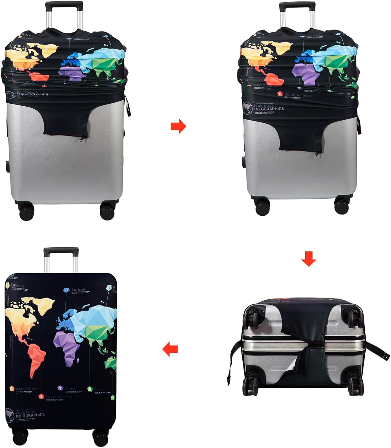 WUJIAONIAO Travel Luggage Cover Baggage Suitcase Protector Fit for 18-32 Inch Luggage (S (for 18-20 inch luggage), map)