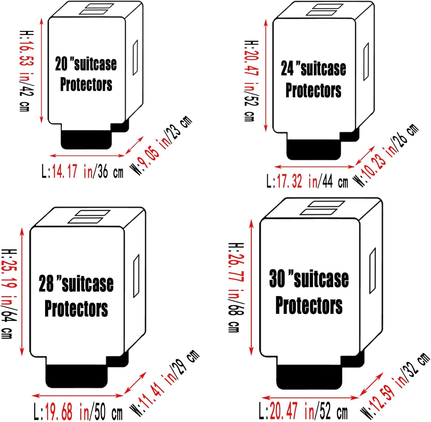 24 Inch Clear PVC Luggage Cover Protectors Suitcase Covers for Luggage Thickened suitcase protective cover for Wheeled Suitcase Suitable for 24"