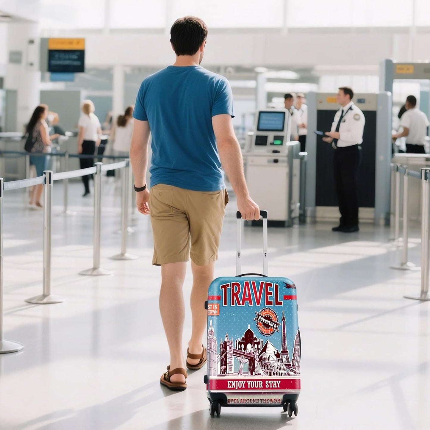 WUJIAONIAO Travel Luggage Cover Baggage Suitcase Protector Fit for 18-32 Inch Luggage (M (for 22-24 inch luggage), PINK PANTHER)