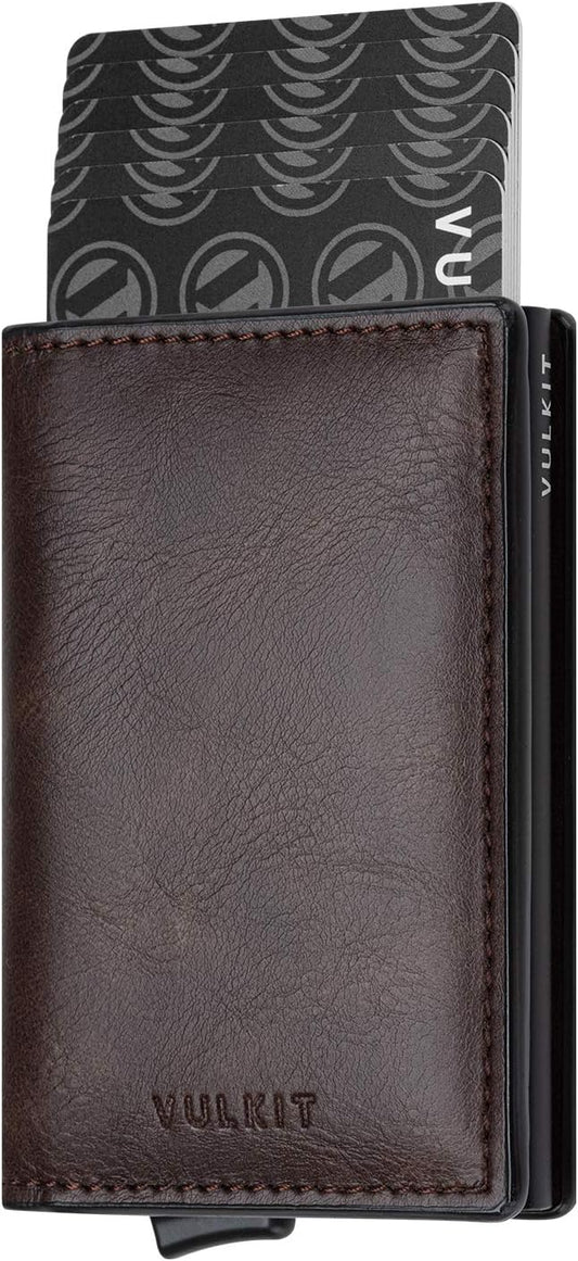 VULKIT Card Holder Pop Up Slim Wallet Leather RFID Blocking Card Case Up to 8 Credit Cards