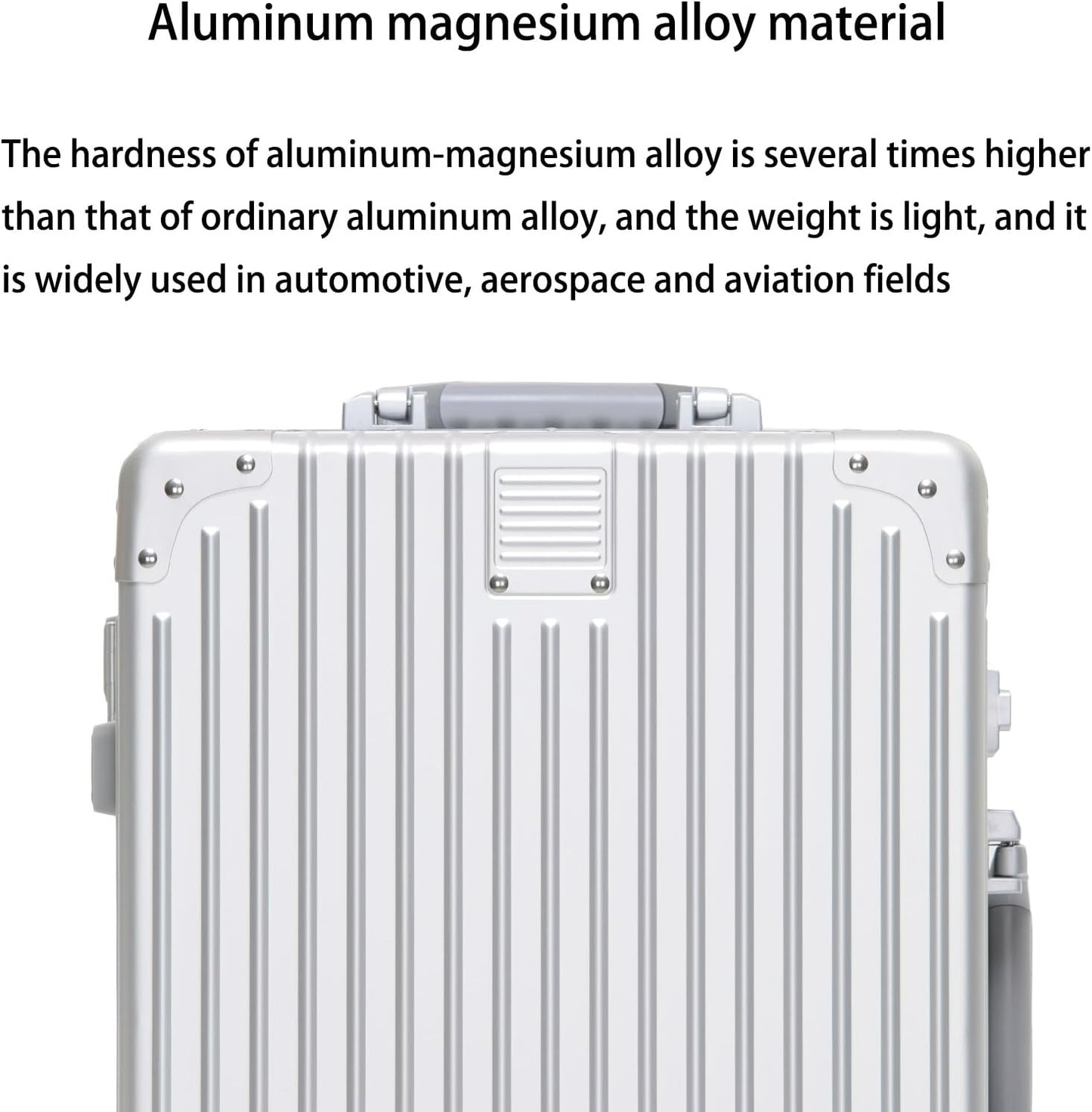 Metal All Aluminum Carry-on Luggage TSA Customs Lock Zipperless Silent Rotary Wheel Business Suitcase Aluminum Frame Set (dark green, 26 '')