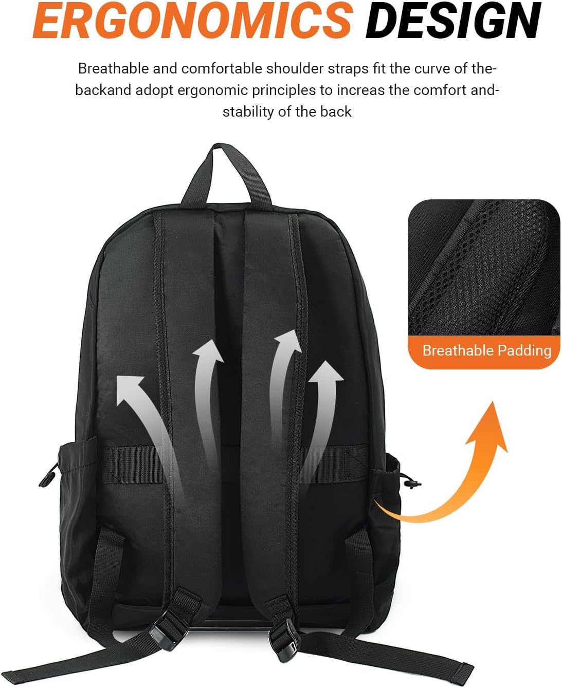 Multi-Pocket Laptop Backpack, 24L Capacity, Fits 14-inch Laptop, 16.9x12.6x5.5 inches, 1.1 lbs, Black/Navy/Gray (Blue)