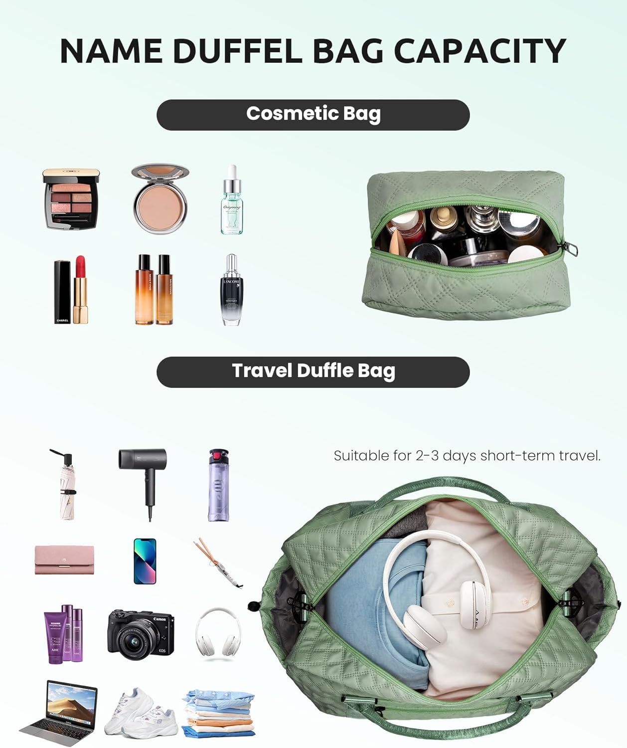 Bridal Shower Gifts, Gifts for Women-Initial Travel Bag with Shoe Compartment, Personalized Weekender Bag, Monogram Overnight Bag for Women, Letter Travel Bag with Makeup Bag (Letter A)